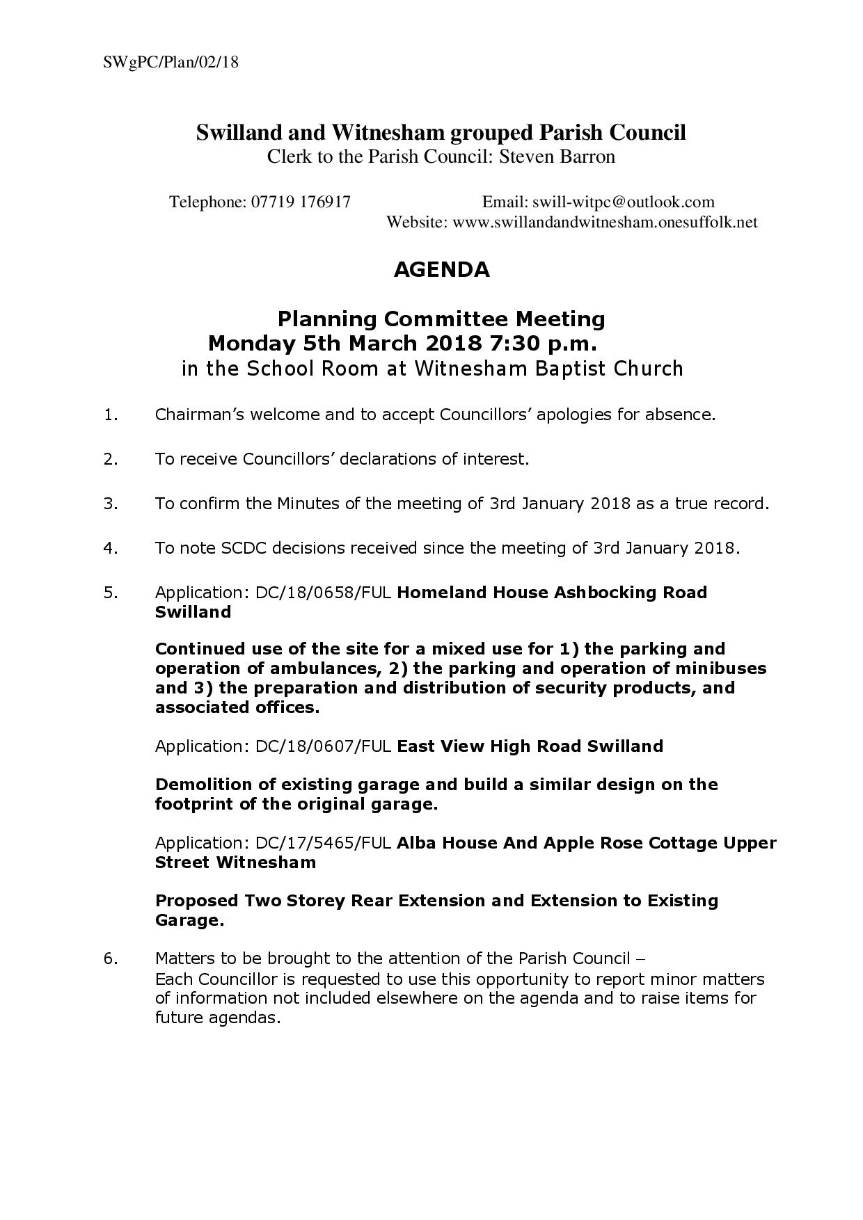 Parish Council Planning Meeting